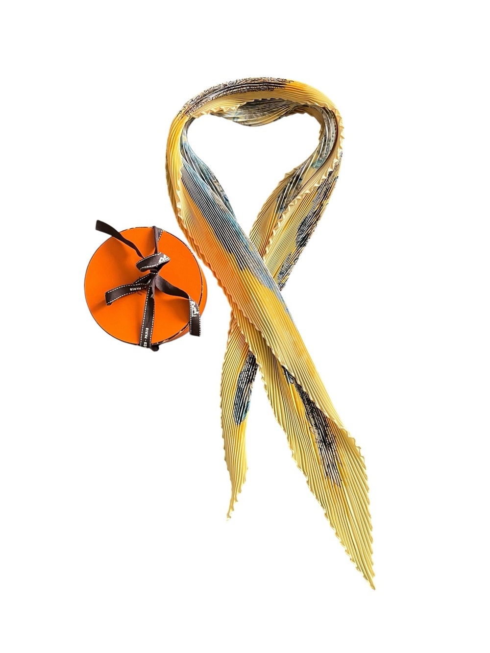 Hermès "L'Ile Déserte" Plissé Silk Scarf